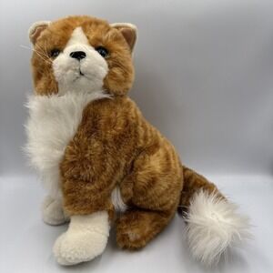 Dan Dee Realistic Plush Cat With Whiskers Green Eyes